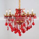 9 Lights Orange Colored Modern Led Crystal Chandelier for Home thumbnail-4