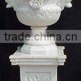 Marble Flower Pot Painting Designs Hand Carved Sculpture for Home Garden thumbnail-1