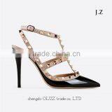 OS10 summer Studded decor pointy toe thin Straps slingback sandal shoes for women