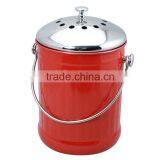 1.0 Gallon Colorful Painting Kitchen Metal Garbage Waste Bin With Stainless Steel Lid thumbnail-4