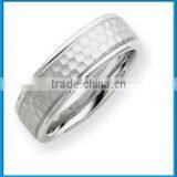 Fashion New White Gold Polished Hammered Solid Fancy Band thumbnail-1
