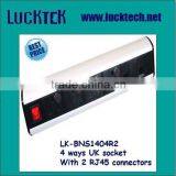 2 RJ45 Connectors 4 Ways UK Desktop Power Outlet thumbnail-1