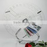 free standing clear acrylic desktop wheel shape CD display rack hot selling