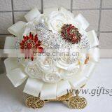High Quality Luxurious White Satin Rose Spring Bouquet thumbnail-1