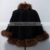2015 New Arrival Cashmere Cape With Fur Trim for Child CC57 thumbnail-4