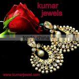 Big Round Golden Pearl Earrings thumbnail-1