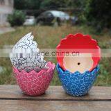 New Design Printing Crack Eggshell Shape Colorful Ceramic Planter thumbnail-3