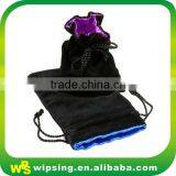 Logo Printed Velvet Bag Silk Drawstring Satin Lined Velvet Pouch thumbnail-2