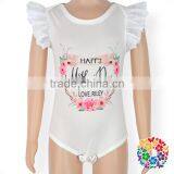 Wholesale Boutique Clothing Kids Body Suits Flutter Sleeve Summer White Baby Leotards Romper Kids Bodysuit thumbnail-2