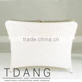 Valencia White Wicker Sofa - Contemporary White Rattan Furniture Garden Bench. thumbnail-4