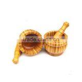 FDA&LFGB,Custom Bamboo Kithenware Bamboo Mortar and Pestle Set thumbnail-1