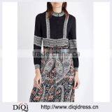 Wholesale Women High Neck Long Sleeves Buttoned Cuffs Geometric Embroidery Crepe Shirt(DQE0163T) thumbnail-1