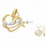 Two Tone Plated Latest CZ Studded Heart Pendant thumbnail-1