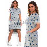 2016 Wholesale New Design Casual Plus Size O-neck Printing Dress for Ladies thumbnail-2