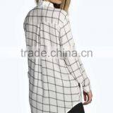Black White Plaid Shirt Women Cool Blouse Long Sleeve Shirt for Woman thumbnail-3