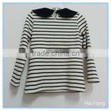 OEM Custom Children Girls Long Sleeve T Shirt, Cotton Bowknot Round Collar T Shirt, Stripe T Shirt thumbnail-3
