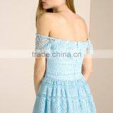 Crochet Chemical Lace Trim Sweetheart Neck off Shoulder Midi Party Dress thumbnail-3