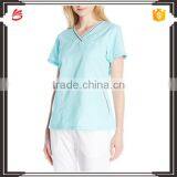Women's Sporty Crossover V-Neck Scrub Top Stripe Trim Nurse Uniform thumbnail-1
