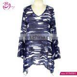 Loose Trumpet Sleeve Mesh Print Free Size Dress Woman Clothes
