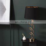 Wholesale Creative high-end design hotel indoor living room black cotton shade metal reading table lamp