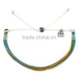 2015 fashion rainbow color wax cord nylon string bracelet for friendship