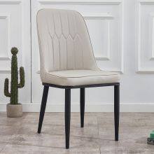 Home Furniture Side Chair With Wood Leg Armless Plastic Dining Chair With PU Leather Cushion thumbnail-1