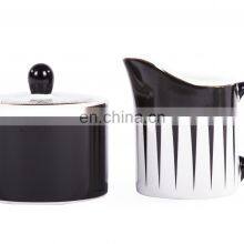 Luxury White and Black Line Ceramic Coffee Mug Tea Cup Porcelain Dinner Set For Restaurant Table Ware thumbnail-3