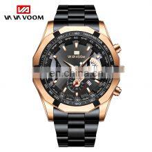 VA VA VOOM 238 Custom Design Quartz Movement Wrist Watch Stainless Steel Hollow Out Day/Date Men Wristwatches Business Watch