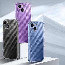 Ultra Thin Metal Luxury Phone Case Carbon Fiber Pattern Full Package Fall Proof For Iphone 6 7 8 Plus X Xr 13 14 Pro Max thumbnail-1
