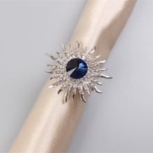 Sparkling Blue Artificial Crystal Diamond Sun Flower Rhinestones Napkin Rings Holders thumbnail-3