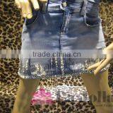 2016 Summer Hot Drilled and Beads Short Denim Dresses for Women thumbnail-4