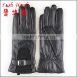 2016 New Style Fashion Lady Genuine Leather and Fabric Touchscreen Leather Gloves thumbnail-3