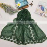 Charm Beautiful Rose Flower Embroidery Lace Plain Cotton Linen Scarves Fashion thumbnail-3