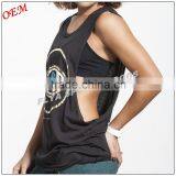 100% Cotton Custom Plain Round Neck Sleeveless Gym Wear Sexy Womens Fitness Tank Top thumbnail-1