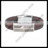 Stainless Steel Leather Bracelet Wholesale Leather Cuff Bracelet thumbnail-2