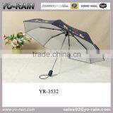 3 Folding Cheap UV Black Metal Frame Check Silver Umbrella thumbnail-1