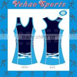 Blue color sexy netball dress fit slim with sublimation