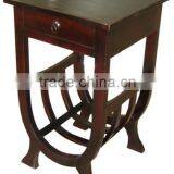 Wooden Night Stand / Magazine Stand With One Drawer