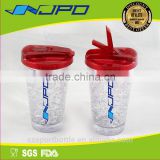 New Arrival Double Layer Cooling Sippy Cup with Straw and Custom Printing