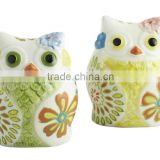 colorful dolomite owls salt&pepper shakers with hand-painting