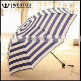 Compact Rain Umbrella Anti-UV Striped Folding Parasol thumbnail-4