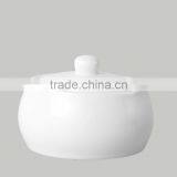 china wholesale white ceramic sugar pot with lid, sugar bowl porcelain, sugar milk tea