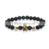 2016 Fashion Gold & Silver Spartan Knight Helmet Lava Stone Beads Bracelet for Men thumbnail-5