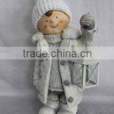 Hot selling decorative magnesia winter child with tealight holder