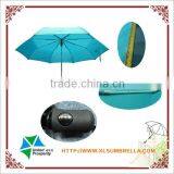 21" Ruber Handle Automatic Foldable Promotional Blue Fabric Umbrella