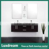 European Hot Sales Espresso Cabinet With Tempered Glass Top Bathroom Vanity