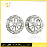 Cheap 925 Plain Sterling Silver Micropave Round Shaped Crystal Ball Stud Earrings, 925 Sterling Silver Stud Earrings (AE-032) thumbnail-1