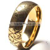 Fashion Brused Yellow Gold Tungsten Ring 8mm Womens Mens Tungsten Carbide Wedding Band thumbnail-5