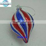 4th of July decorations striped twisting glass ball w/ glitter from Shenzhen supplier