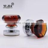 Honey Amber Octagon Shape Streamline Deco Crystal Glass Door Handle Set